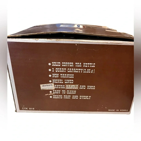 New In Box DAEWOO Vintage Solid Copper Teapot w/ Nickel Lining & Wood Ha… - Picture 3 of 7